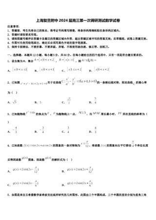 上海复旦附中2024届高三第一次调研测试数学试卷含解析.doc
