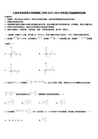 上海市华东师范大学附属第二中学2023-2024学年高三压轴卷数学试卷含解析.doc