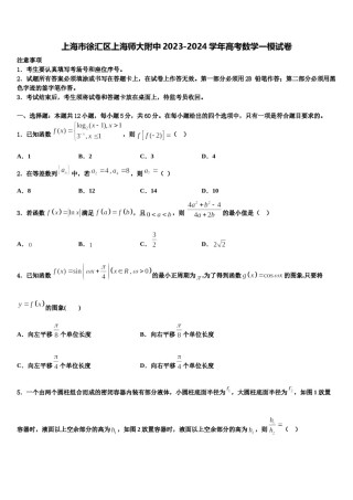 上海市徐汇区上海师大附中2023-2024学年高考数学一模试卷含解析.doc
