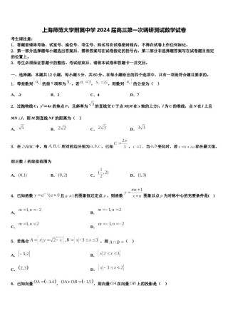 上海师范大学附属中学2024届高三第一次调研测试数学试卷含解析.doc