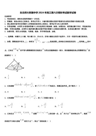东北师大附属中学2024年高三第六次模拟考试数学试卷含解析.doc