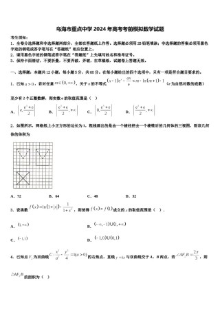 乌海市重点中学2024年高考考前模拟数学试题含解析.doc