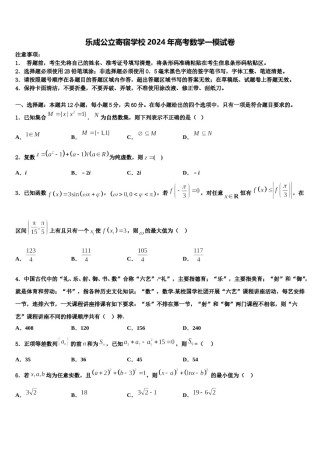 乐成公立寄宿学校2024年高考数学一模试卷含解析.doc