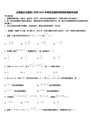 云南省丘北县第二中学2024年高考全国统考预测密卷数学试卷含解析.doc
