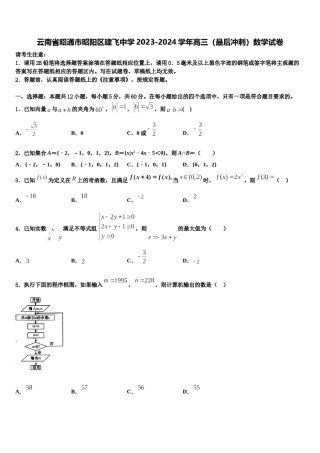 云南省昭通市昭阳区建飞中学2023-2024学年高三（最后冲刺）数学试卷含解析.doc