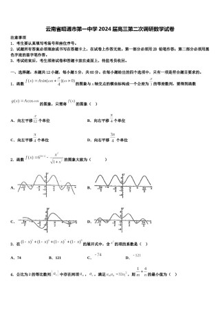 云南省昭通市第一中学2024届高三第二次调研数学试卷含解析.doc