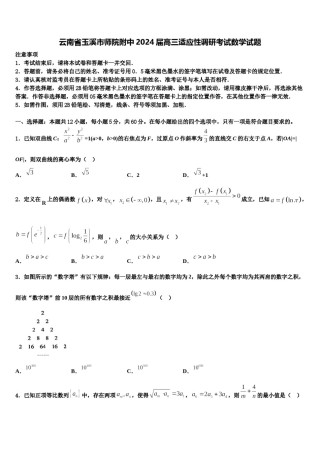 云南省玉溪市师院附中2024届高三适应性调研考试数学试题含解析.doc