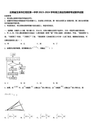 云南省玉溪市红塔区第一中学2023-2024学年高三适应性调研考试数学试题含解析.doc