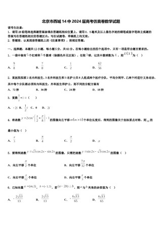 北京市西城14中2024届高考仿真卷数学试题含解析.doc