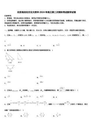 北京海淀北方交大附中2024年高三第二次模拟考试数学试卷含解析.doc