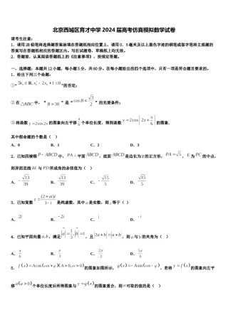 北京西城区育才中学2024届高考仿真模拟数学试卷含解析.doc