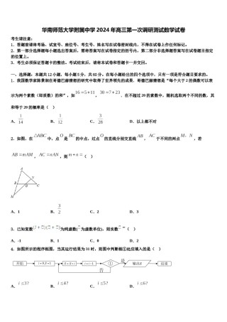华南师范大学附属中学2024年高三第一次调研测试数学试卷含解析.doc