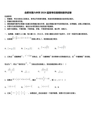 合肥市第六中学2024届高考仿真模拟数学试卷含解析.doc