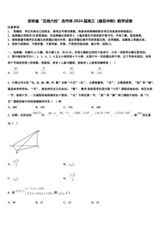吉林省“五地六校”合作体2024届高三（最后冲刺）数学试卷含解析.doc