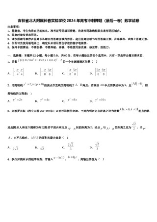 吉林省北大附属长春实验学校2024年高考冲刺押题（最后一卷）数学试卷含解析.doc