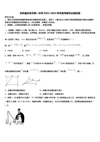 吉林省扶余市第一中学2023-2024学年高考数学必刷试卷含解析.doc