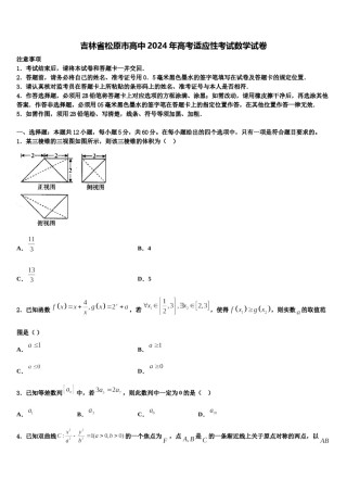 吉林省松原市高中2024年高考适应性考试数学试卷含解析.doc