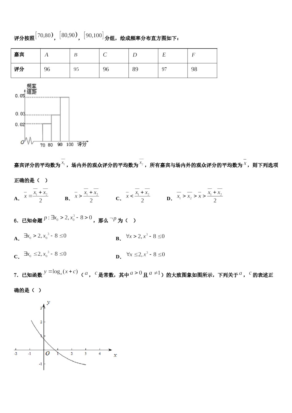吉林省油田十一中2023-2024学年高三第一次调研测试数学试卷含解析.doc_第2页