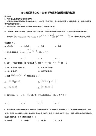 吉林省蛟河市2023-2024学年高考仿真模拟数学试卷含解析.doc