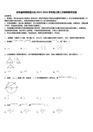 吉林省辉煌联盟九校2023-2024学年高三第二次调研数学试卷含解析.doc