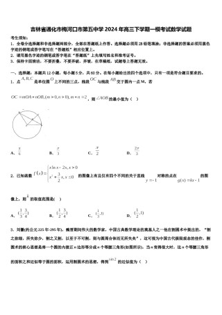 吉林省通化市梅河口市第五中学2024年高三下学期一模考试数学试题含解析.doc