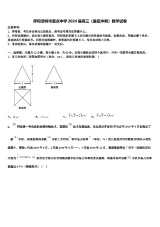 呼和浩特市重点中学2024届高三（最后冲刺）数学试卷含解析.doc