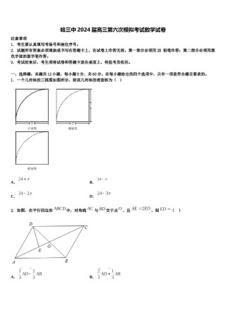 哈三中2024届高三第六次模拟考试数学试卷含解析.doc