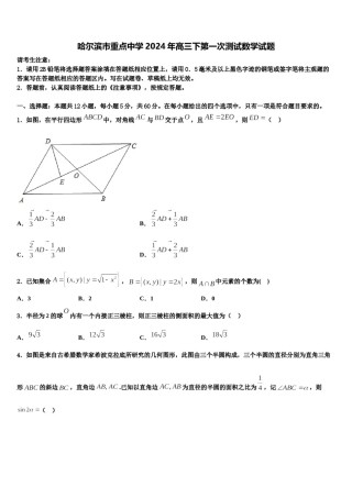 哈尔滨市重点中学2024年高三下第一次测试数学试题含解析.doc