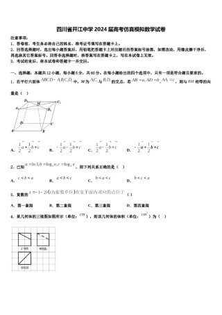 四川省开江中学2024届高考仿真模拟数学试卷含解析.doc