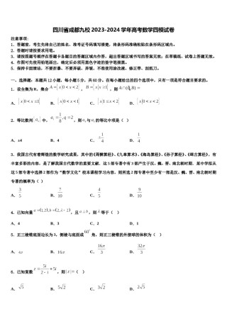 四川省成都九校2023-2024学年高考数学四模试卷含解析.doc