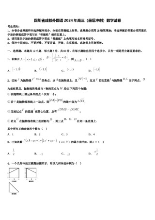 四川省成都外国语2024年高三（最后冲刺）数学试卷含解析.doc