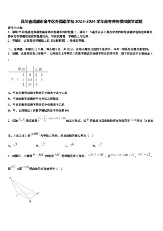 四川省成都市金牛区外国语学校2023-2024学年高考冲刺模拟数学试题含解析.doc