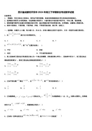 四川省成都经开实中2024年高三下学期联合考试数学试题含解析.doc