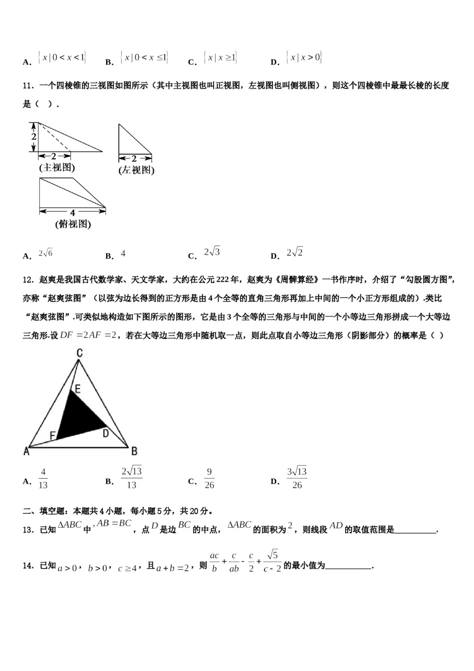 四川省绿然国际学校2023-2024学年高考数学押题试卷含解析.doc_第3页