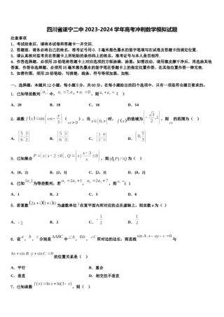 四川省遂宁二中2023-2024学年高考冲刺数学模拟试题含解析.doc