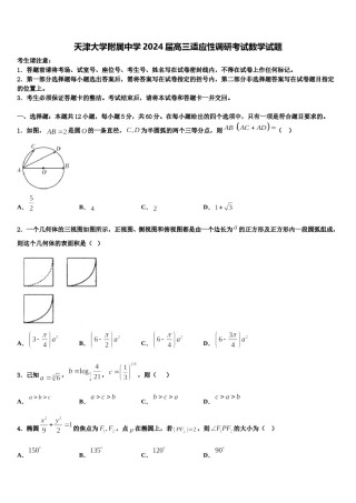 天津大学附属中学2024届高三适应性调研考试数学试题含解析.doc