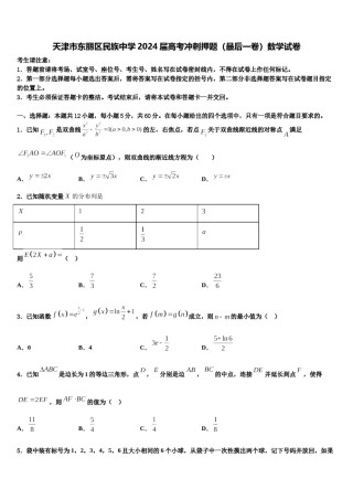天津市东丽区民族中学2024届高考冲刺押题（最后一卷）数学试卷含解析.doc