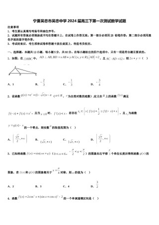 宁夏吴忠市吴忠中学2024届高三下第一次测试数学试题含解析.doc