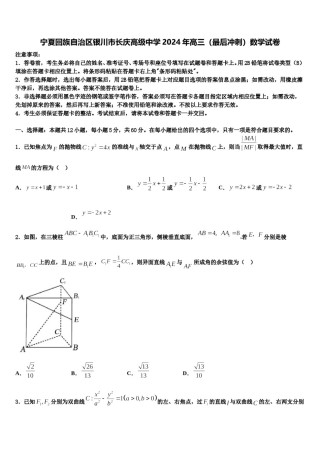 宁夏回族自治区银川市长庆高级中学2024年高三（最后冲刺）数学试卷含解析.doc
