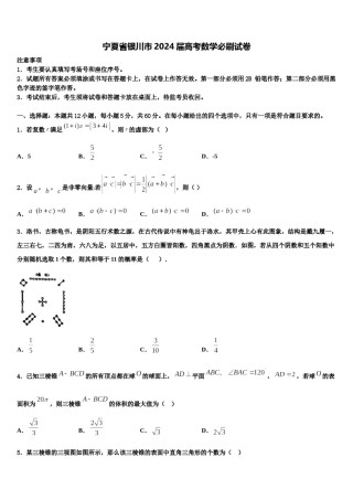 宁夏省银川市2024届高考数学必刷试卷含解析.doc