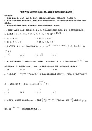 宁夏石嘴山市平罗中学2024年高考临考冲刺数学试卷含解析.doc