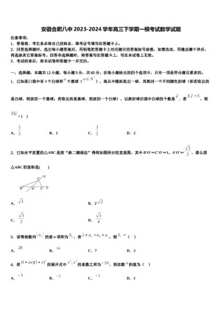 安徽合肥八中2023-2024学年高三下学期一模考试数学试题含解析.doc
