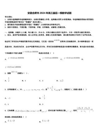 安徽合肥市2024年高三最后一模数学试题含解析.doc