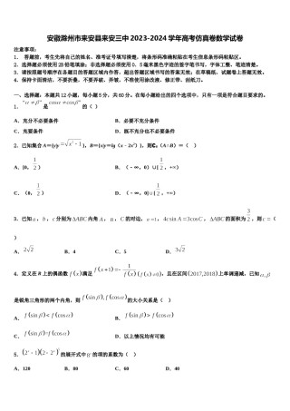 安徽滁州市来安县来安三中2023-2024学年高考仿真卷数学试卷含解析.doc