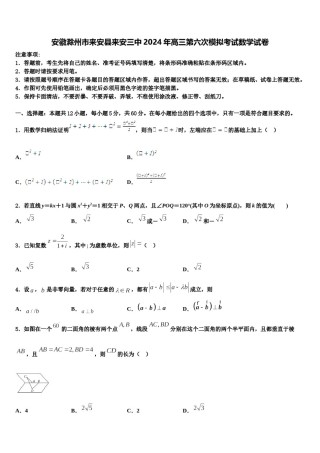 安徽滁州市来安县来安三中2024年高三第六次模拟考试数学试卷含解析.doc
