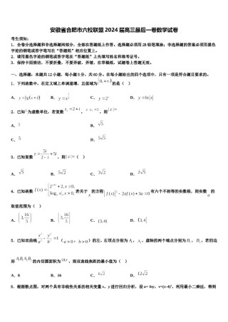 安徽省合肥市六校联盟2024届高三最后一卷数学试卷含解析.doc