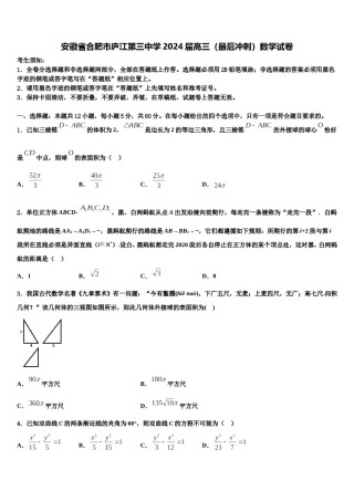 安徽省合肥市庐江第三中学2024届高三（最后冲刺）数学试卷含解析.doc