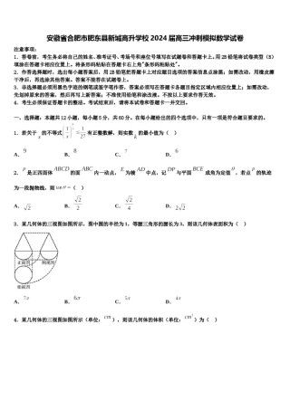 安徽省合肥市肥东县新城高升学校2024届高三冲刺模拟数学试卷含解析.doc