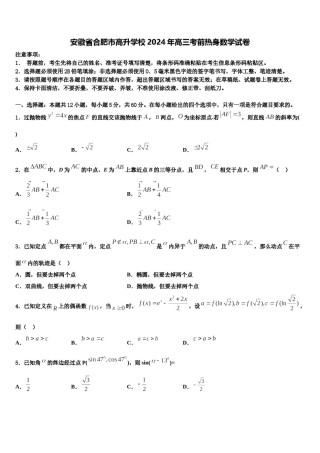 安徽省合肥市高升学校2024年高三考前热身数学试卷含解析.doc