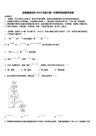 安徽省宿州市2024年高三第一次调研测试数学试卷含解析.doc